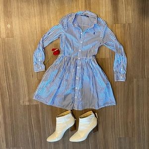 Girls long sleeve striped shirt dress